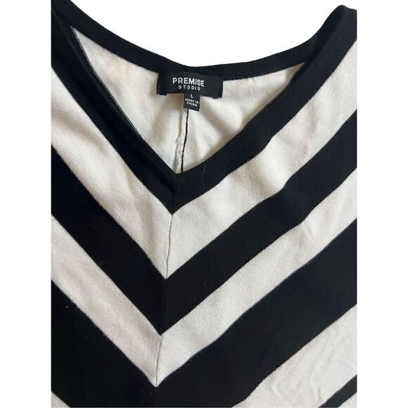 PREMISE STRIPED SWEATER Dolman Sleeves light flat knit size L - Picture 5 of 7